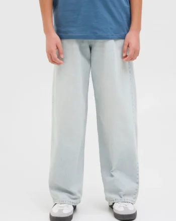 Jack & Jones Blugi baieti, RON, cu talie inalta si croiala Extra Baggy fit, Albastru deschis (SELECTATI MARIMEA: 176 cm)
