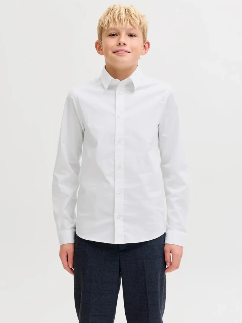 Jack & Jones Camasa cu maneca lunga, baieti, AXEL, Regular Fit, Alb (SELECTATI MARIMEA: 140 cm)