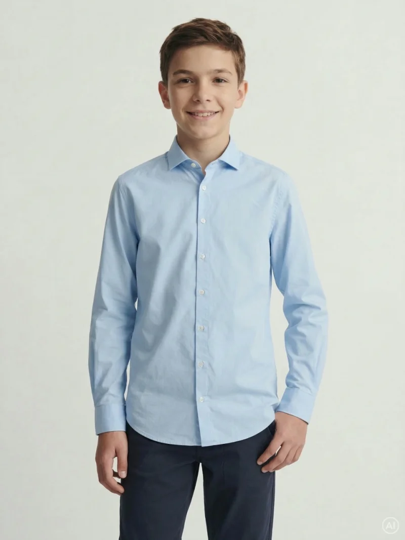 Jack & Jones Camasa cu maneca lunga, baieti, AXEL, Regular Fit, Albastru (SELECTATI MARIMEA: 140 cm)