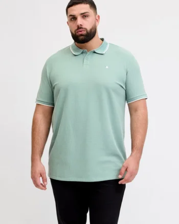Jack & Jones Plus Tricou polo barbati big sizes, cu logo, Regular fit, Verde deschis (SELECTATI MARIMEA: 4XL)