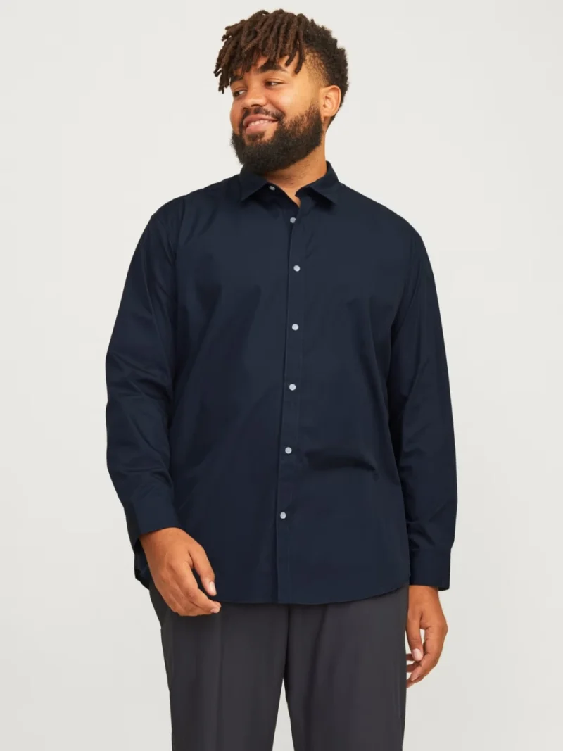 Jack & Jones Plus Camasa barbati big sizes, Joe, Regular fit, Bleumarin inchis (SELECTATI MARIMEA: 2XL)