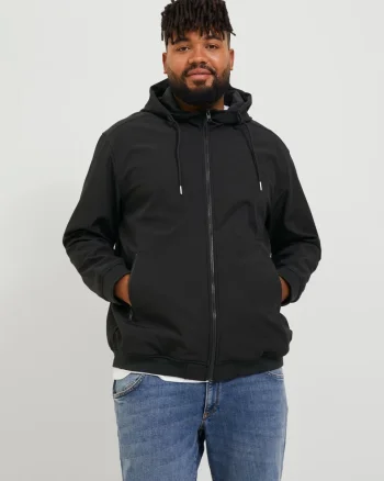 Jack & Jones Plus Jacheta softshell cu gluga barbati big sizes, Negru (SELECTATI MARIMEA: 3XL)