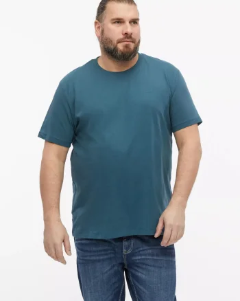 s.Oliver Big Sizes Tricou barbati big sizes cu decolteu la baza gatului, din bumbac, Albastru (SELECTATI MARIMEA: 2XL)