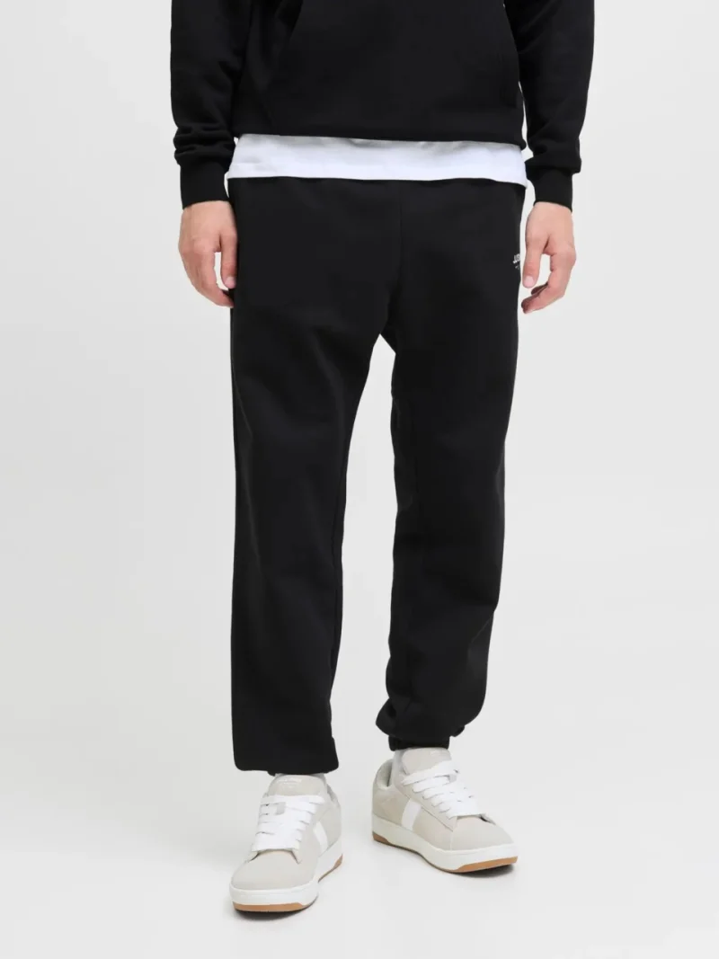 Jack & Jones Pantaloni de trening barbati, cu talie medie, Relaxed Fit, JPSTKANE SOHO, Negru (SELECTATI MARIMEA: S)