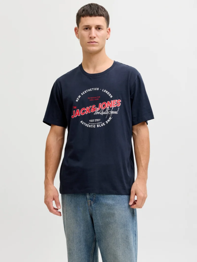 Jack & Jones Tricou cu decolteu la baza gatului, barbati, Standard fit, Bleumarin inchis (SELECTATI MARIMEA: S)