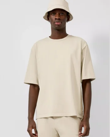 Q/S by s.Oliver Tricou barbati din jerseu, Loose Fit, Crem (SELECTATI MARIMEA: L)
