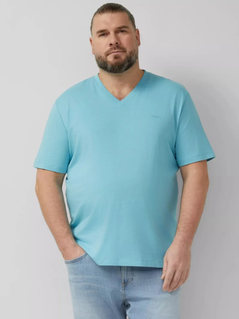 s.Oliver Big Sizes Tricou barbati big sizes cu anchior, din bumbac, Regular fit, Albastru deschis (SELECTATI MARIMEA: 3XL)