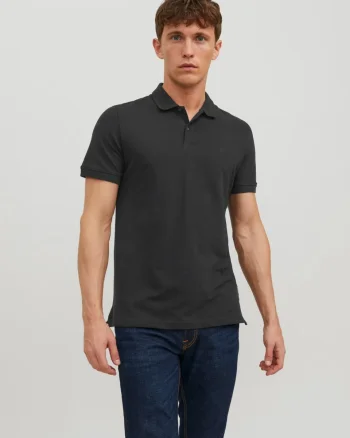 Jack & Jones Tricou polo Basic, Slim Fit, din bumbac, Negru (SELECTATI MARIMEA: L)