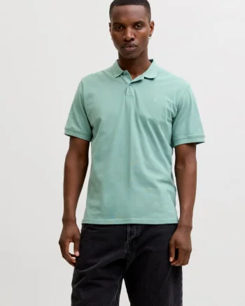 Jack & Jones Tricou polo Basic, Slim Fit, din bumbac, Verde deschis (SELECTATI MARIMEA: S)