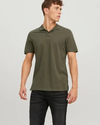 Jack & Jones Tricou polo Basic, Slim Fit, din bumbac, Olive (SELECTATI MARIMEA: XL)