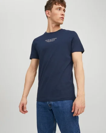 Jack & Jones Tricou barbati cu imprimeu text Jack & Jones Premium, Bleumarin inchis (SELECTATI MARIMEA: L)