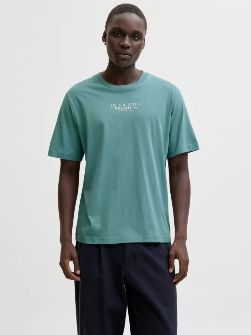 Jack & Jones Tricou barbati cu imprimeu text Jack & Jones Premium, Verde deschis (SELECTATI MARIMEA: XL)