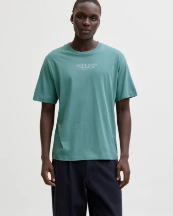 Jack & Jones Tricou barbati cu imprimeu text Jack & Jones Premium, Verde deschis (SELECTATI MARIMEA: XL)
