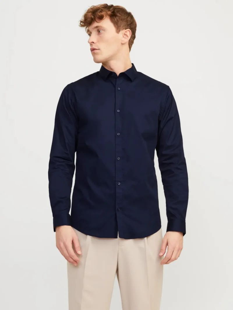 Jack & Jones Camasa barbati, Blacardiff cu croiala Slim fit, Bleumarin inchis (SELECTATI MARIMEA: M)