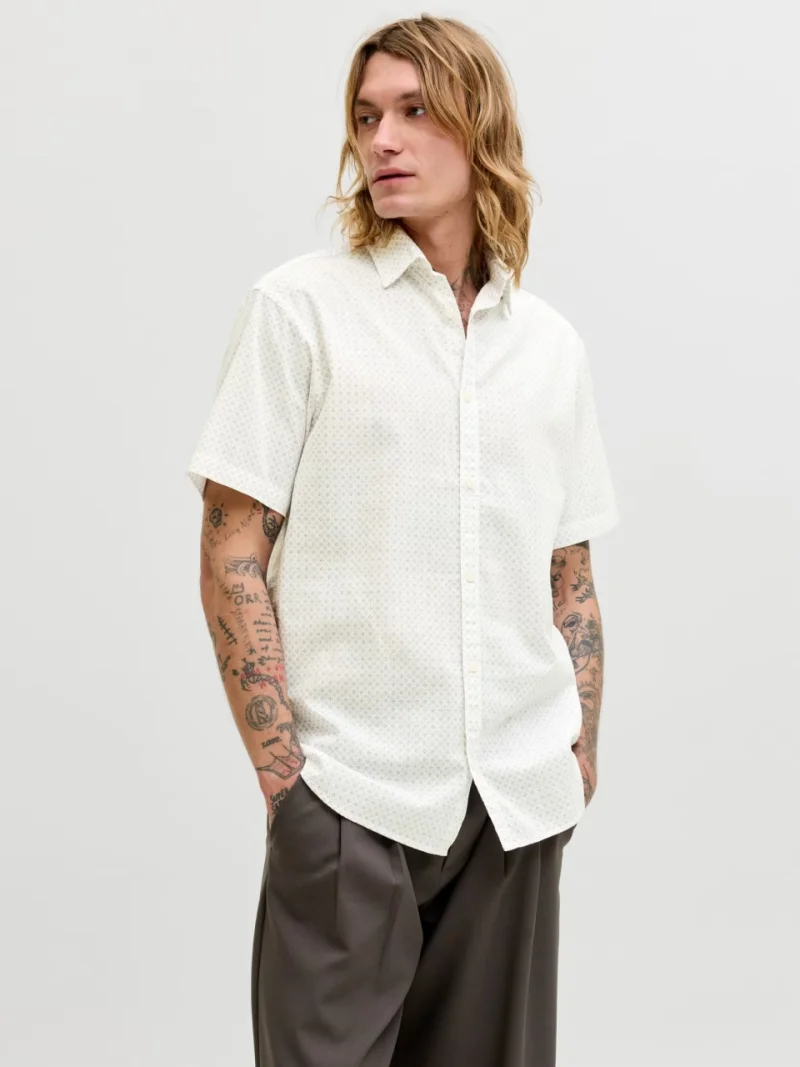 Jack & Jones Camasa de vara barbati, din amestec de in, Regular fit, Alb (SELECTATI MARIMEA: M)