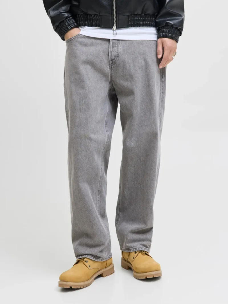 Jack & Jones Blugi barbati ALEX, cu talie inalta si croiala Baggy fit, Gri (SELECTATI MARIMEA: 29, SELECTATI LUNGIMEA: 32)