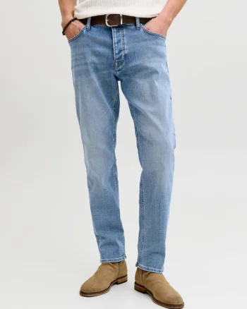 Jack & Jones Blugi barbati, Mike, cu talie medie si croiala Conica, Albastru (SELECTATI MARIMEA: 30, SELECTATI LUNGIMEA: 32)