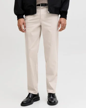 Jack & Jones, Pantaloni chino, barbati, Jpstollie Vance, Regular Fit, cu talie medie, Crem (SELECTATI MARIMEA: 33, SELECTATI LUNGIMEA: 32)