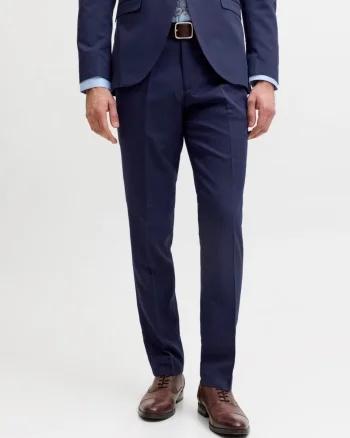 Jack & Jones Pantaloni costum barbati, JPRFRANCO, cu croiala Super Slim fit, Bleumarin inchis (SELECTATI MARIMEA: 46)