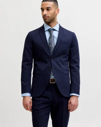 Jack & Jones Sacou barbati, JPRFRANCO, cu croiala Super Slim fit, Bleumarin inchis (SELECTATI MARIMEA: 48)