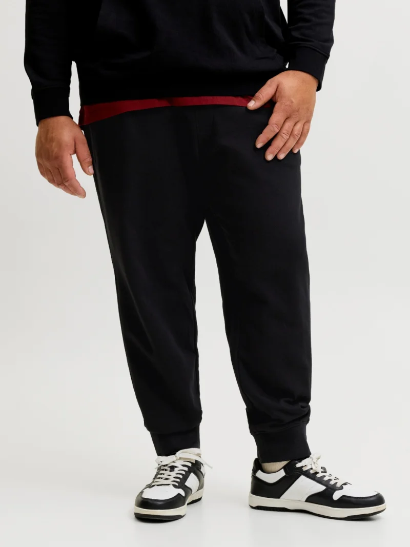 Jack & Jones Plus Pantaloni de trening barbati big sizes, JPSTGORDON, Regular fit, Negru (SELECTATI MARIMEA: 40)