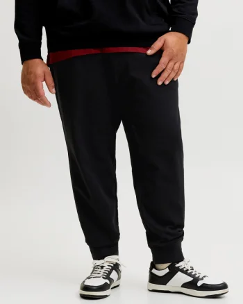 Jack & Jones Plus Pantaloni de trening barbati big sizes, JPSTGORDON, Regular fit, Negru (SELECTATI MARIMEA: 40)