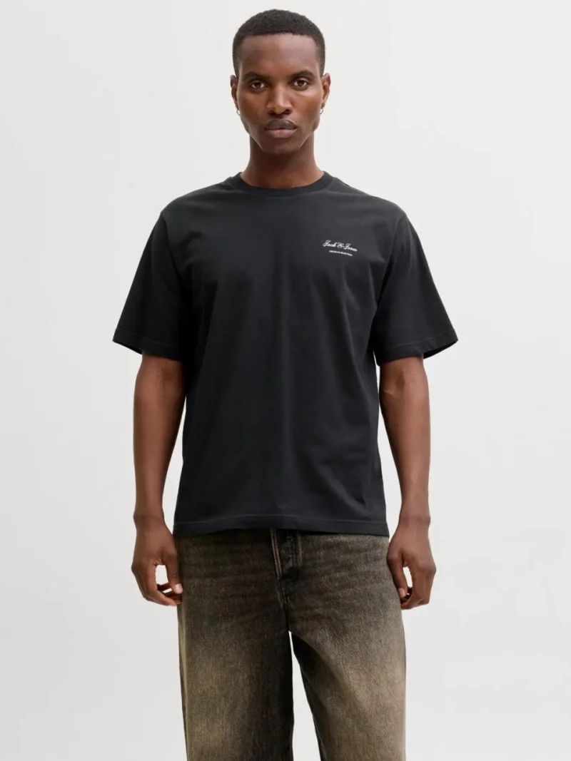Jack & Jones Tricou barbati, din bumbac, Relaxed Fit, JJEARCHIVE, Negru (SELECTATI MARIMEA: S)