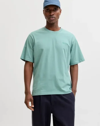 Jack & Jones Tricou barbati, din bumbac, Relaxed Fit, JJEARCHIVE, Verde deschis (SELECTATI MARIMEA: M)