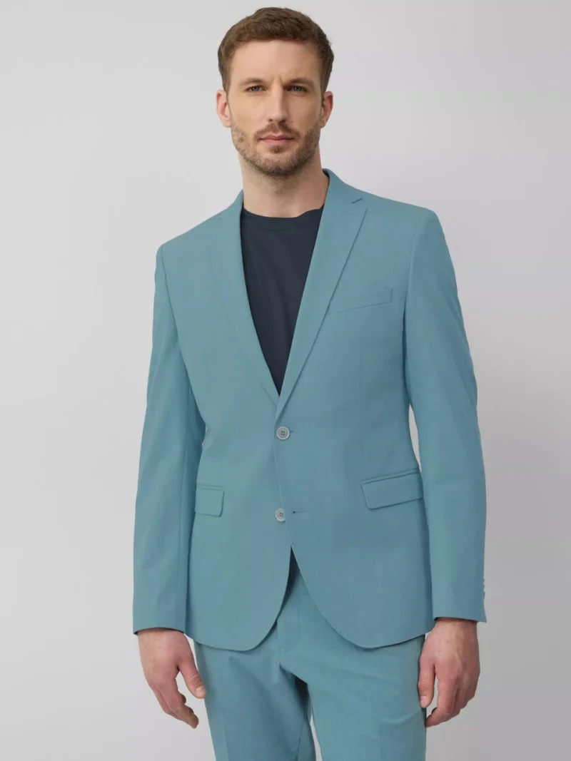 s.Oliver BLACK LABEL Sacou elegant barbati, croiala Slim fit, Turcoaz (SELECTATI MARIMEA: 48)