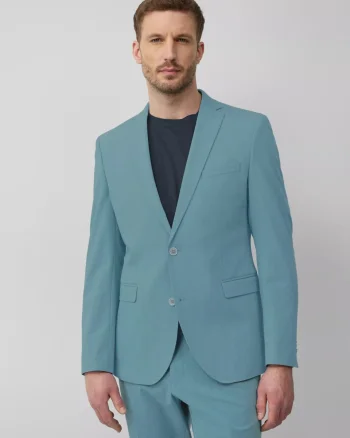 s.Oliver BLACK LABEL Sacou elegant barbati, croiala Slim fit, Turcoaz (SELECTATI MARIMEA: 48)
