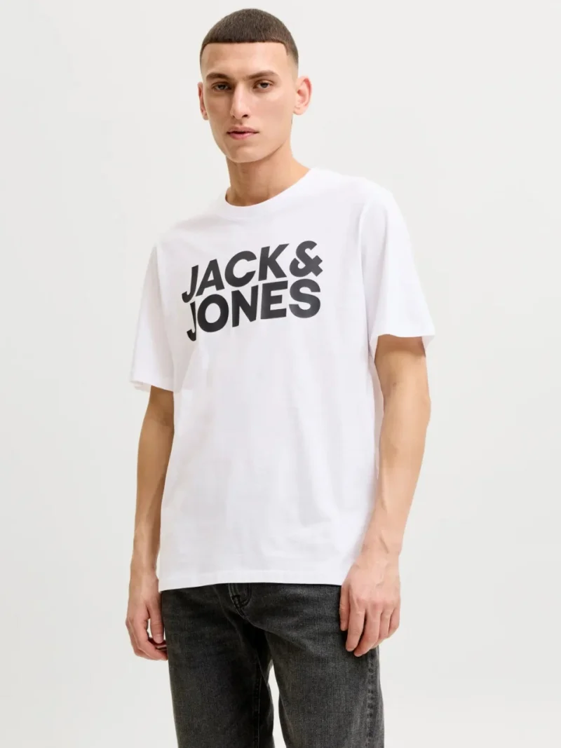 Jack & Jones Tricou simplu, barbati, din 100% bumbac, Regular Fit, JJECORP, Alb (SELECTATI MARIMEA: XS)