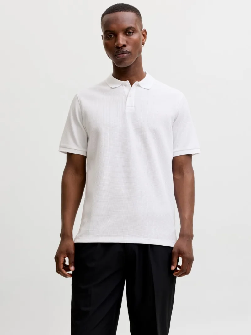 Jack & Jones Tricou polo barbati, din amestec de bumbac, Regular Fit, JJEAUSTIN, Alb (SELECTATI MARIMEA: 2XL)