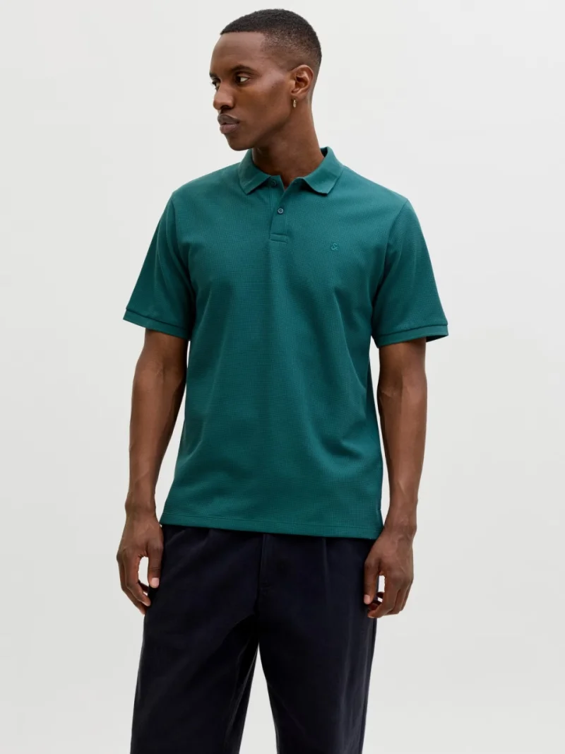 Jack & Jones Tricou polo barbati, din amestec de bumbac, Regular Fit, JJEAUSTIN, Verde inchis (SELECTATI MARIMEA: S)