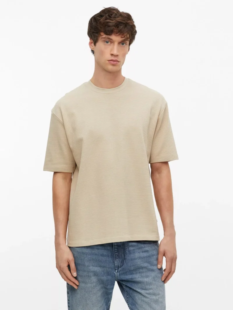 s.Oliver Tricou barbati la baza gatului din bumbac, Regular fit, Bej (SELECTATI MARIMEA: L)