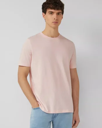 s.Oliver Tricou barbati din bumbac, la baza gatului, Regular fit, Piersica (SELECTATI MARIMEA: L)