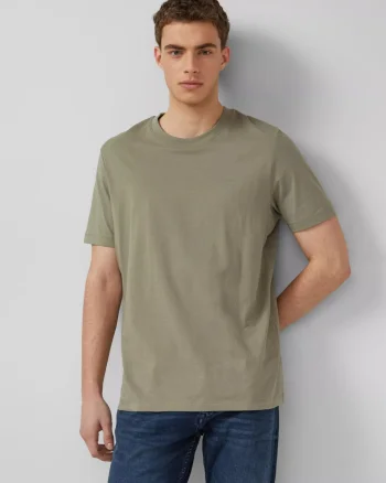 s.Oliver Tricou barbati din bumbac, la baza gatului, Regular fit, Olive (SELECTATI MARIMEA: XL)