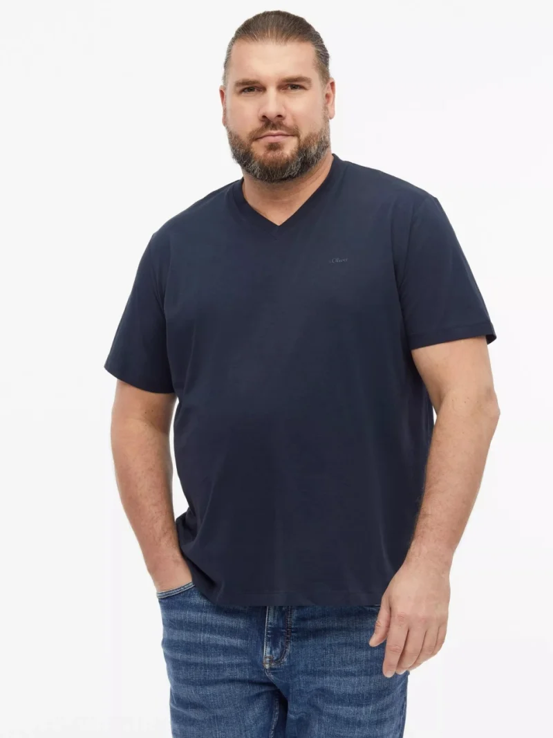 s.Oliver Big Sizes Tricou cu anchior, barbati big sizes, din bumbac, Regular fit, Bleumarin inchis (SELECTATI MARIMEA: 2XL)