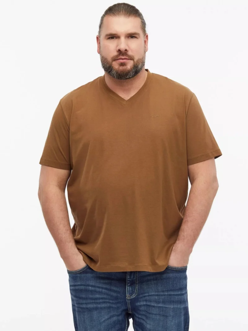 s.Oliver Big Sizes Tricou cu anchior, barbati big sizes, din bumbac, Regular fit, Maro (SELECTATI MARIMEA: 2XL)