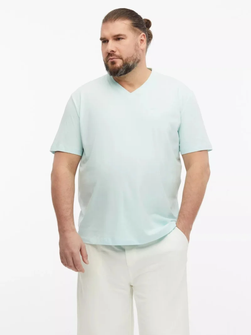 s.Oliver Big Sizes Tricou cu anchior, barbati big sizes, din bumbac, Regular fit, Turcoaz deschis (SELECTATI MARIMEA: 2XL)