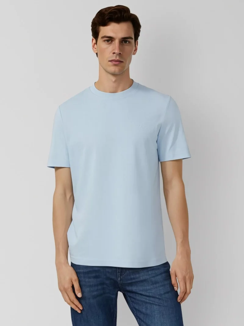 s.Oliver Tricou barbati la baza gatului, din bumbac, Regular fit, Albastru deschis (SELECTATI MARIMEA: M)