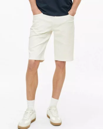 s.Oliver Pantaloni scurti de blug barbati, cu talie medie, Regular fit, Alb (SELECTATI MARIMEA: 30)