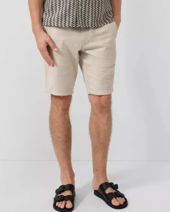 s.Oliver Pantaloni scurti barbati, din amestec de in, cu talie medie, Regular fit, Phoenix, Bej (SELECTATI MARIMEA: 36)