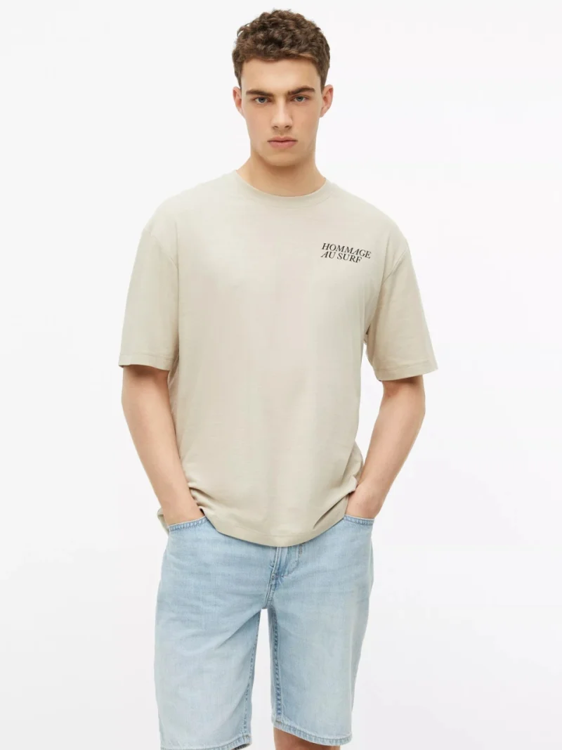 s.Oliver Tricou la baza gatului, barbati, cu imprimeu, Modern Fit, Crem (SELECTATI MARIMEA: L)
