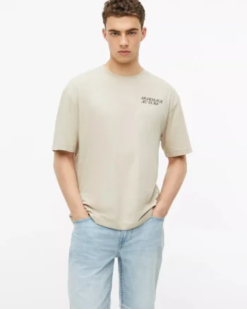 s.Oliver Tricou la baza gatului, barbati, cu imprimeu, Modern Fit, Crem (SELECTATI MARIMEA: L)