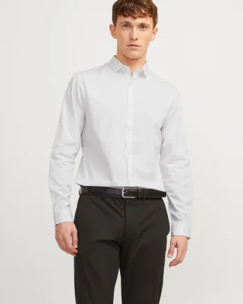 Jack & Jones Camasa barbati, din bumbac, croiala Slim fit, Blacardiff, Alb (SELECTATI MARIMEA: S)
