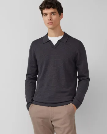 s.Oliver Pulover barbati cu guler polo, din bumbac, Regular fit, Negru (SELECTATI MARIMEA: S)