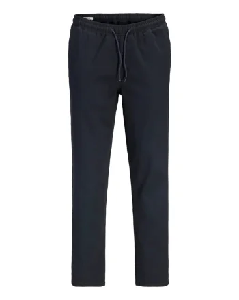 Jack & Jones, Pantaloni jogger barbati, din bumbac, cu talie medie, Tapered Fit, jpstace dylan, Bleumarin inchis (SELECTATI MARIMEA: S)