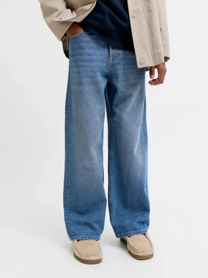 Jack & Jones Blugi baieti, DAVE, cu talie inalta si croiala Baggy Fit, Albastru inchis (SELECTATI MARIMEA: 128 cm)