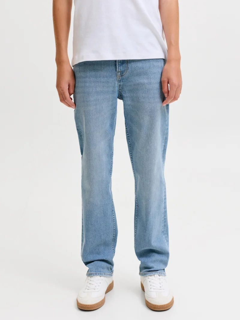 Jack & Jones Blugi baieti, CLARK, cu talie joasa si croiala Regular fit, Albastru deschis (SELECTATI MARIMEA: 128 cm)
