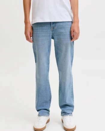 Jack & Jones Blugi baieti, CLARK, cu talie joasa si croiala Regular fit, Albastru deschis (SELECTATI MARIMEA: 128 cm)